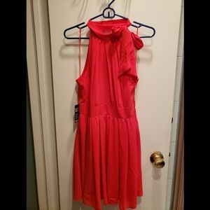 Express Red Dress with Bow Neck - NWT